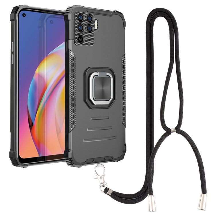 For OPPO A94 4G / Reno5 Lite / F19 Pro / Reno5 F Aluminum Alloy + TPU Phone Case with Lanyard