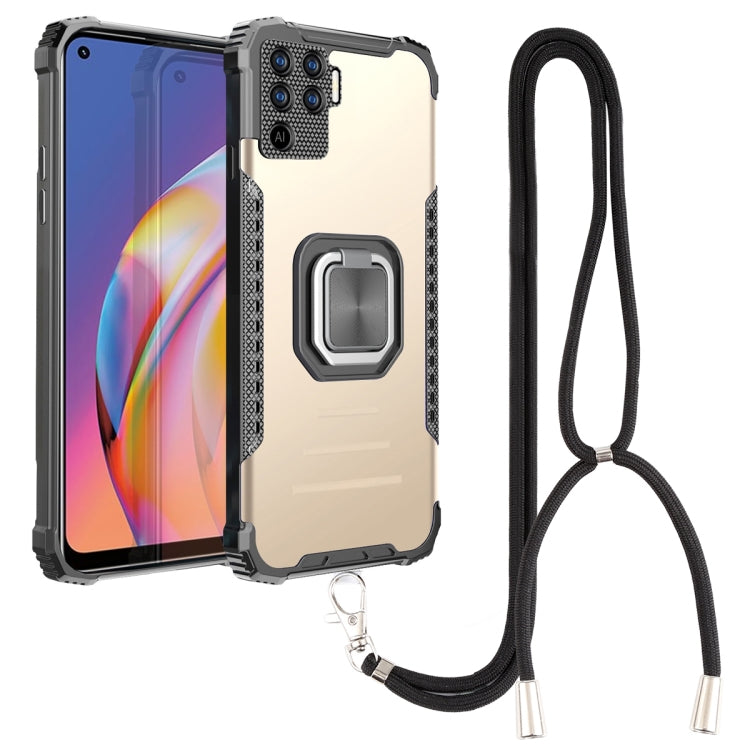 For OPPO A94 4G / Reno5 Lite / F19 Pro / Reno5 F Aluminum Alloy + TPU Phone Case with Lanyard