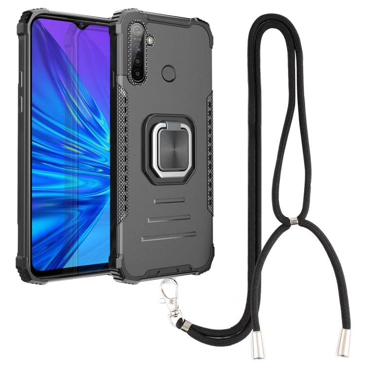 For OPPO Realme 5 Aluminum Alloy + TPU Phone Case with Lanyard