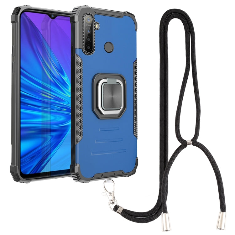 For OPPO Realme 5 Aluminum Alloy + TPU Phone Case with Lanyard
