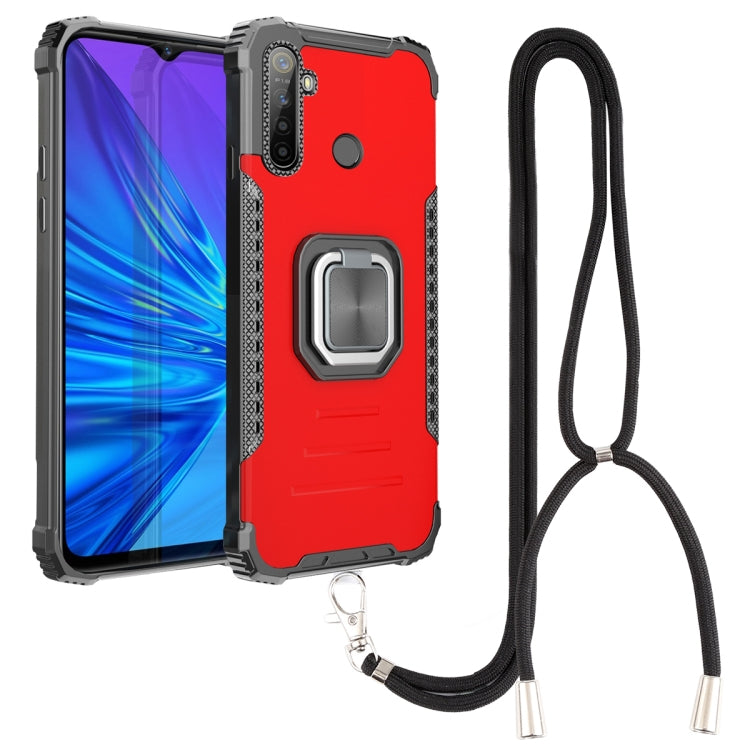 For OPPO Realme 5 Aluminum Alloy + TPU Phone Case with Lanyard