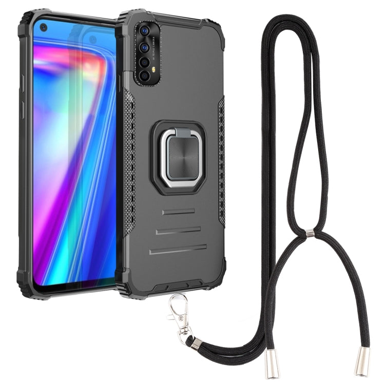 For OPPO Realme 7 Aluminum Alloy + TPU Phone Case with Lanyard