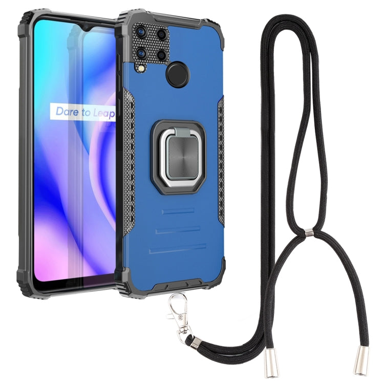 For OPPO Realme C15 / C12 / C25 Aluminum Alloy + TPU Phone Case with Lanyard