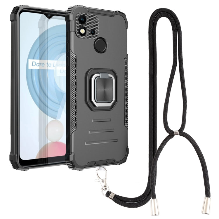 For OPPO Realme C20 / C21 / C11 / C11 2021 Aluminum Alloy + TPU Phone Case with Lanyard