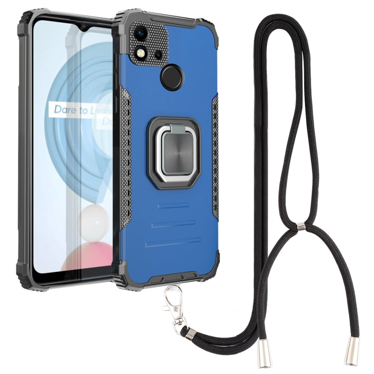 For OPPO Realme C20 / C21 / C11 / C11 2021 Aluminum Alloy + TPU Phone Case with Lanyard