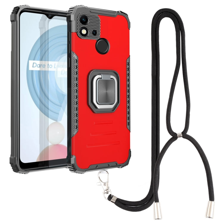 For OPPO Realme C20 / C21 / C11 / C11 2021 Aluminum Alloy + TPU Phone Case with Lanyard
