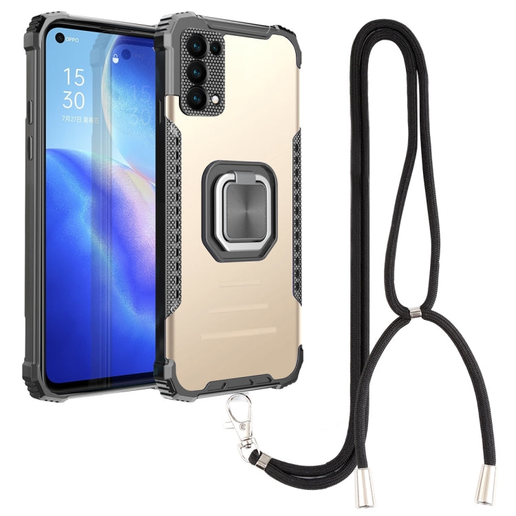 For OPPO Reno5 Aluminum Alloy + TPU Phone Case with Lanyard