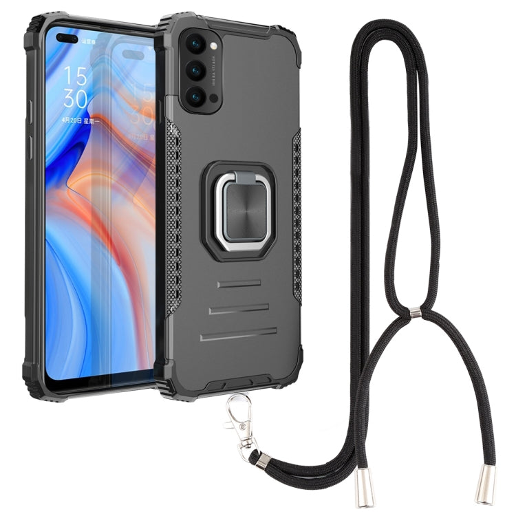 For OPPO Reno4 5G / 4G Aluminum Alloy + TPU Phone Case with Lanyard