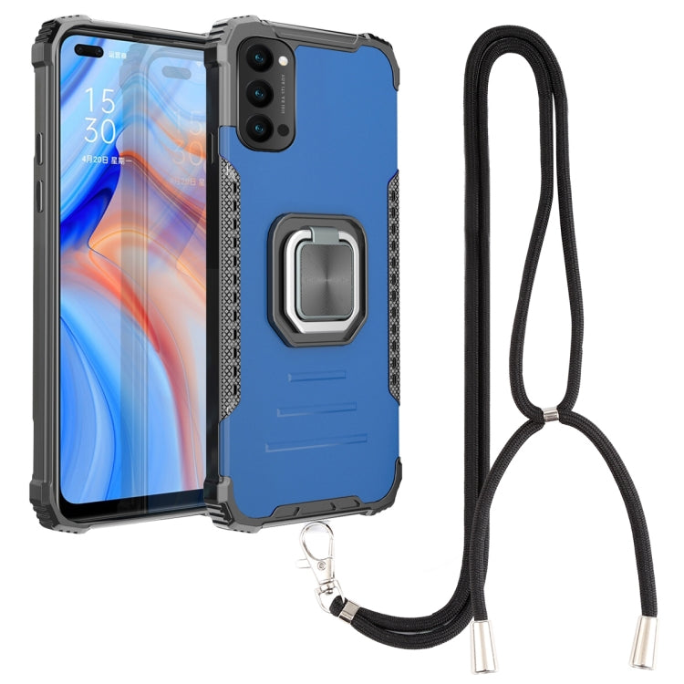 For OPPO Reno4 5G / 4G Aluminum Alloy + TPU Phone Case with Lanyard