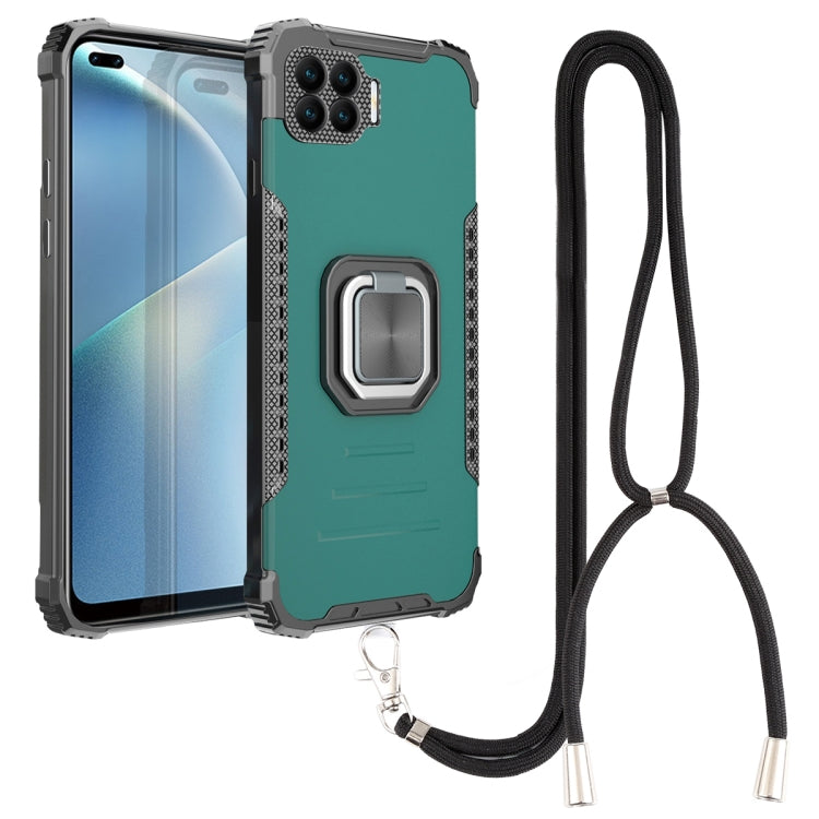 For OPPO Reno4 F Aluminum Alloy + TPU Phone Case with Lanyard