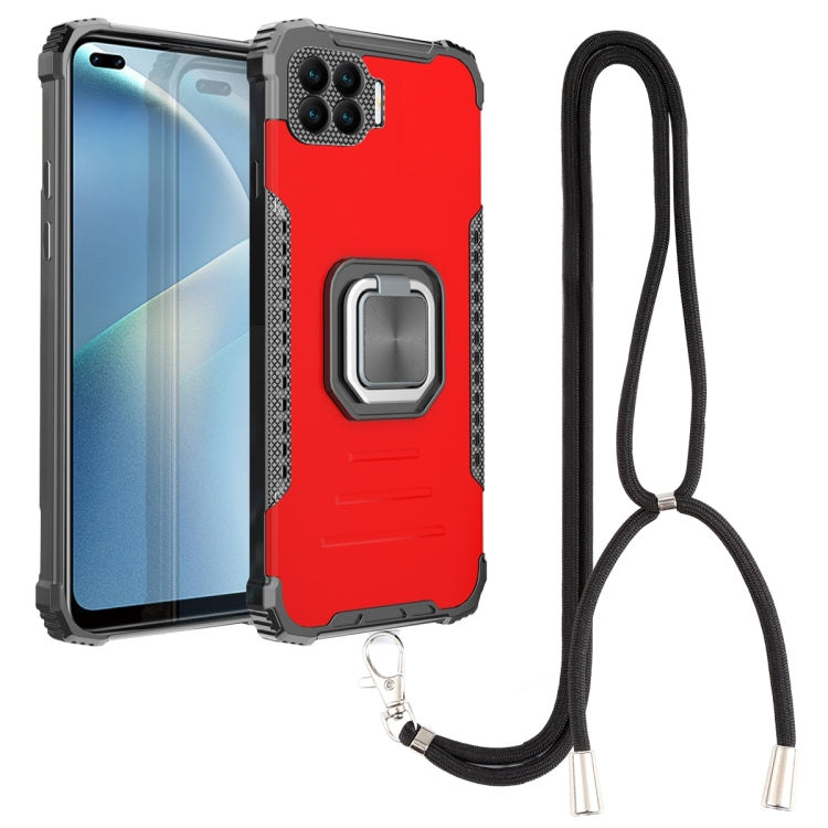 For OPPO Reno4 F Aluminum Alloy + TPU Phone Case with Lanyard