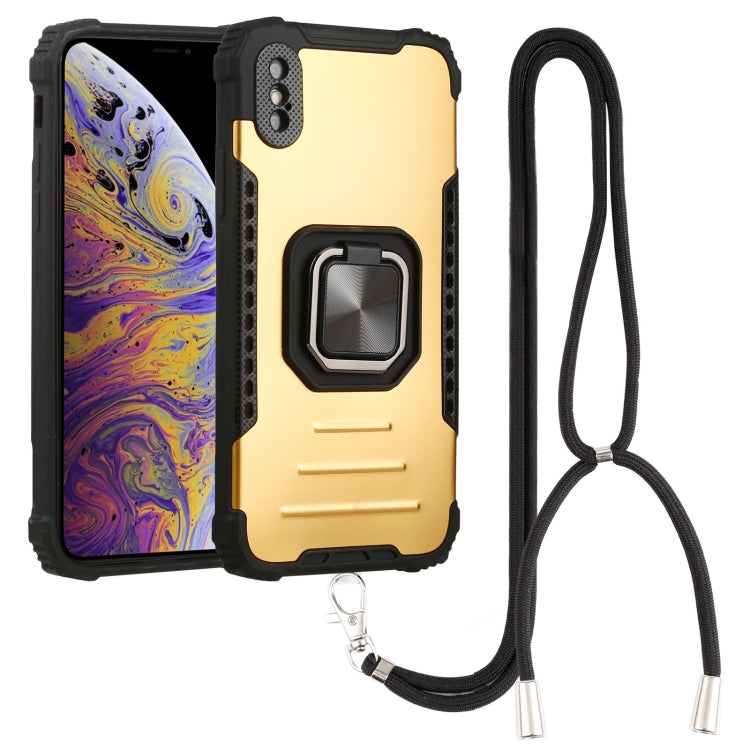 For iPhone XS Max Lanyard Aluminum TPU Case