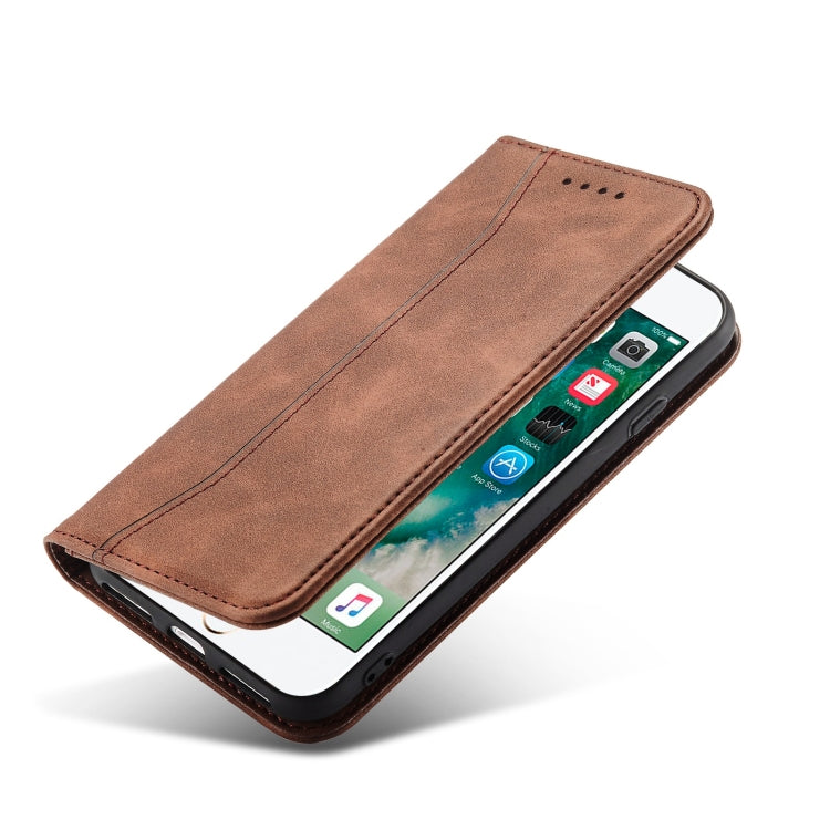 For iPhone SE 2022 / SE 2020 / 8 / 7 Magnetic Dual-fold Leather Case
