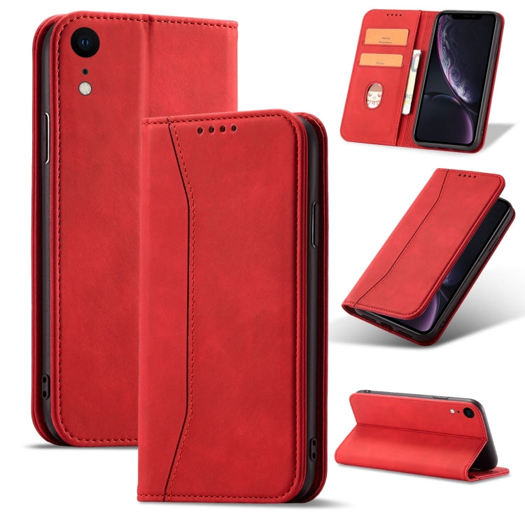 For iPhone XR Magnetic Dual-fold Leather Case