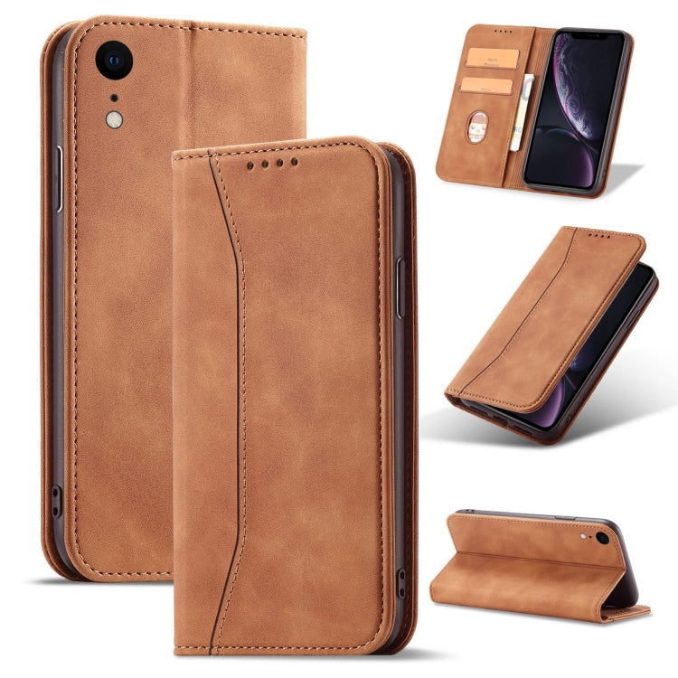 For iPhone XR Magnetic Dual-fold Leather Case