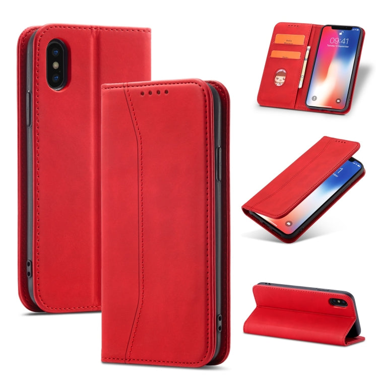 For iPhone XS Magnetic Dual-fold Leather Case Max