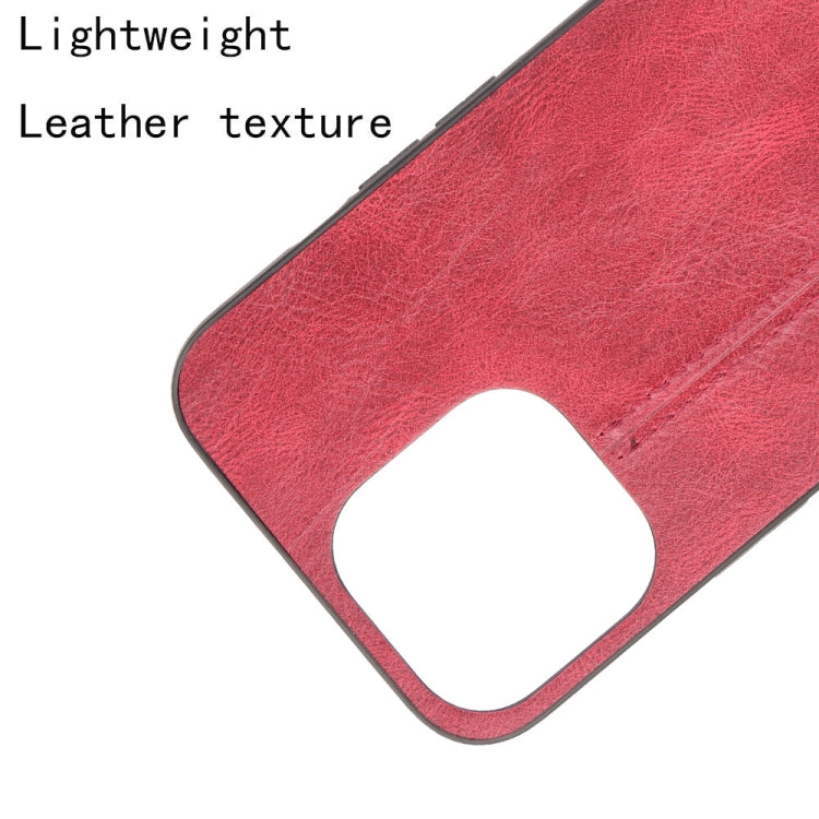 For iPhone 13 Pro Max Sewing Cow Leather Soft PC Case