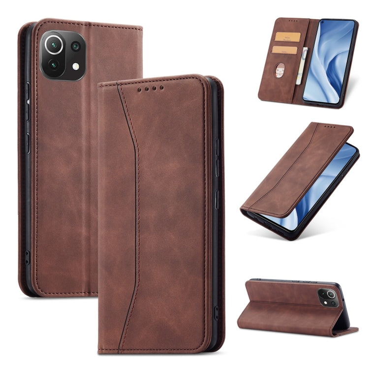 For Xiaomi Mi 11 Lite Magnetic Dual-fold Leather Phone Case
