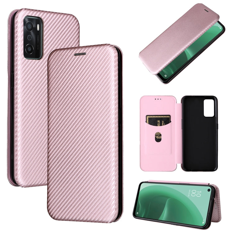 For OPPO A55s 5G Carbon Fiber Texture Horizontal Flip Leather Phone Case