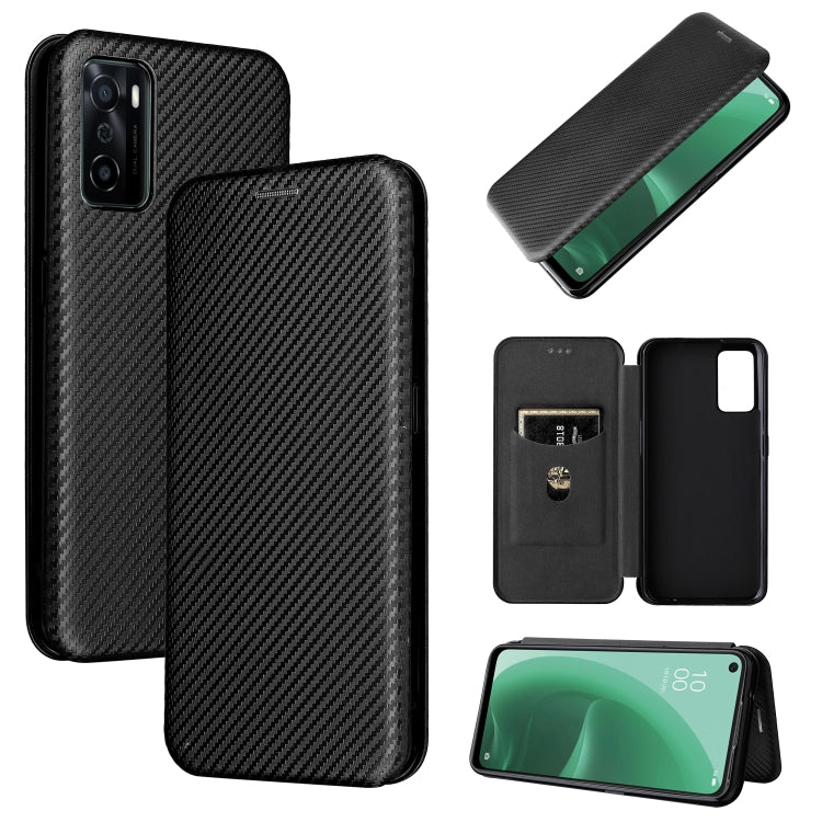 For OPPO A55s 5G Carbon Fiber Texture Horizontal Flip Leather Phone Case