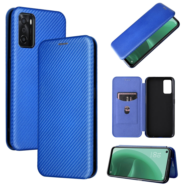 For OPPO A55s 5G Carbon Fiber Texture Horizontal Flip Leather Phone Case