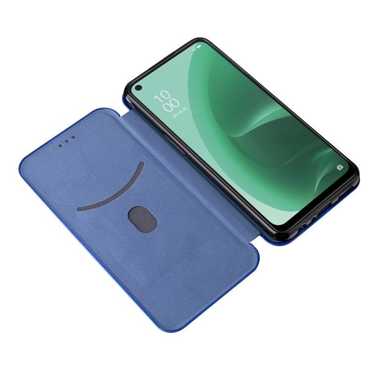 For OPPO A55s 5G Carbon Fiber Texture Horizontal Flip Leather Phone Case