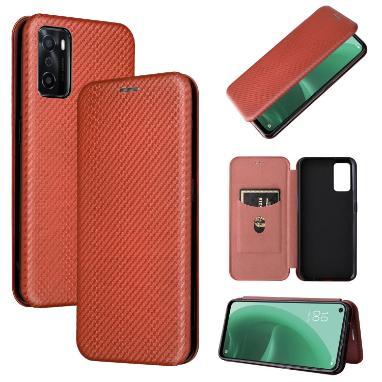 For OPPO A55s 5G Carbon Fiber Texture Horizontal Flip Leather Phone Case