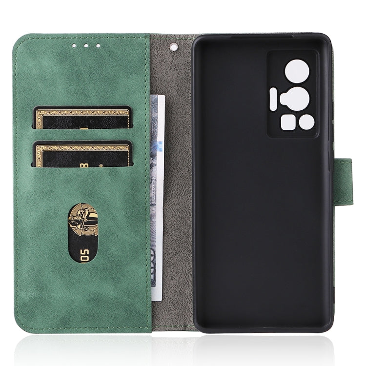 For vivo X70 Pro Solid Color Skin Feel Magnetic Buckle Leather Phone Case