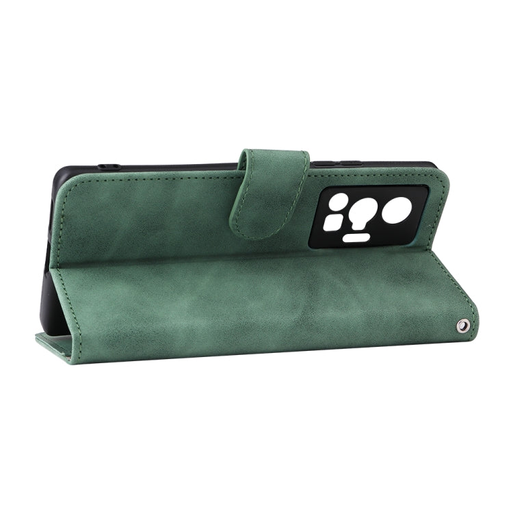 For vivo X70 Pro Solid Color Skin Feel Magnetic Buckle Leather Phone Case