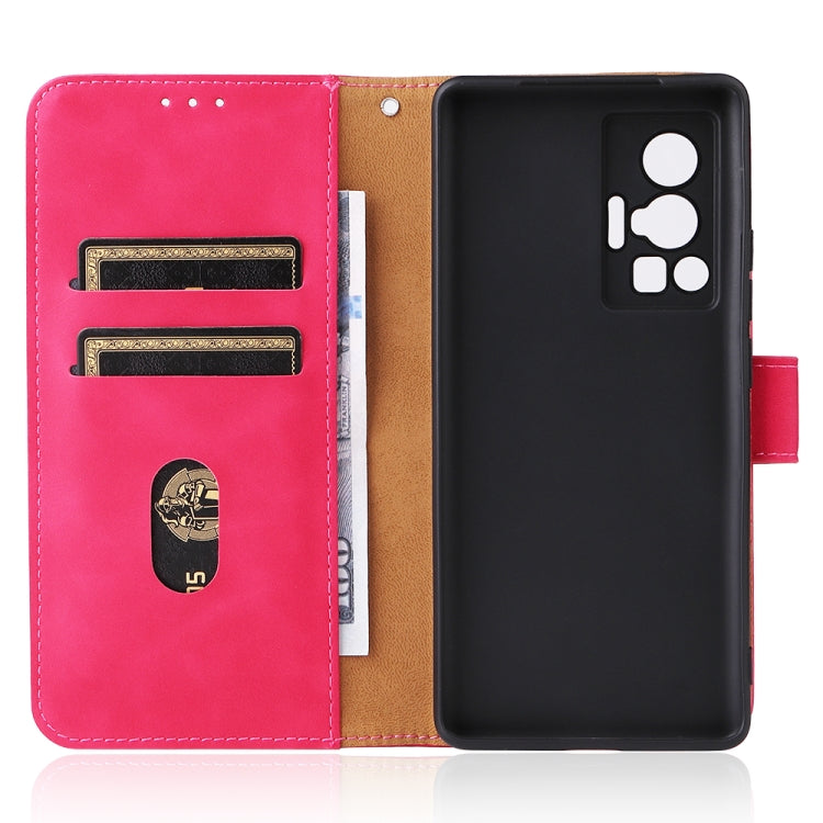 For vivo X70 Pro Solid Color Skin Feel Magnetic Buckle Leather Phone Case