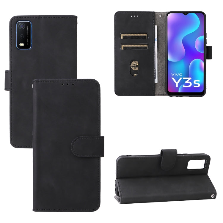For vivo Y3s 2021 Solid Color Skin Feel Magnetic Buckle Leather Phone Case