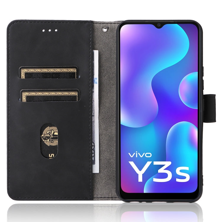 For vivo Y3s 2021 Solid Color Skin Feel Magnetic Buckle Leather Phone Case