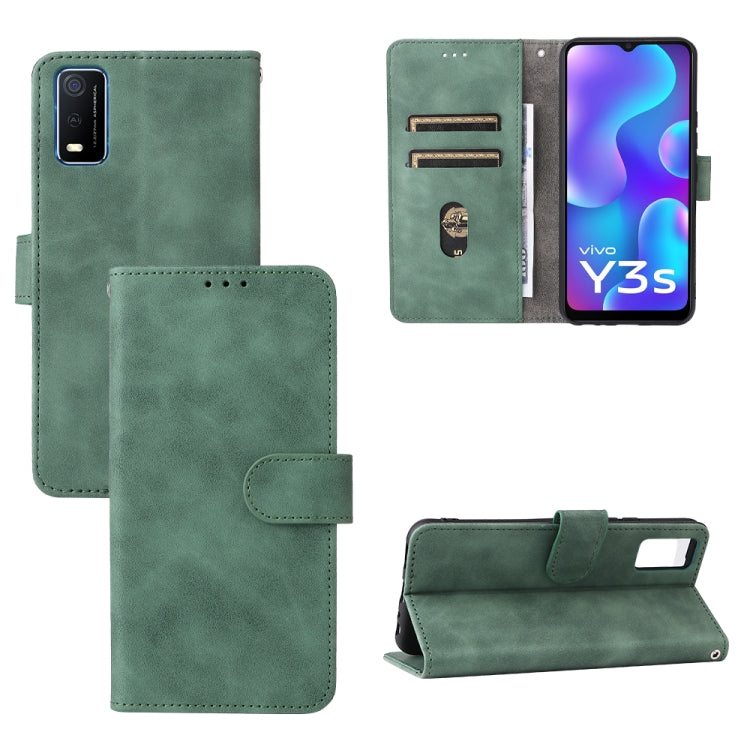 For vivo Y3s 2021 Solid Color Skin Feel Magnetic Buckle Leather Phone Case