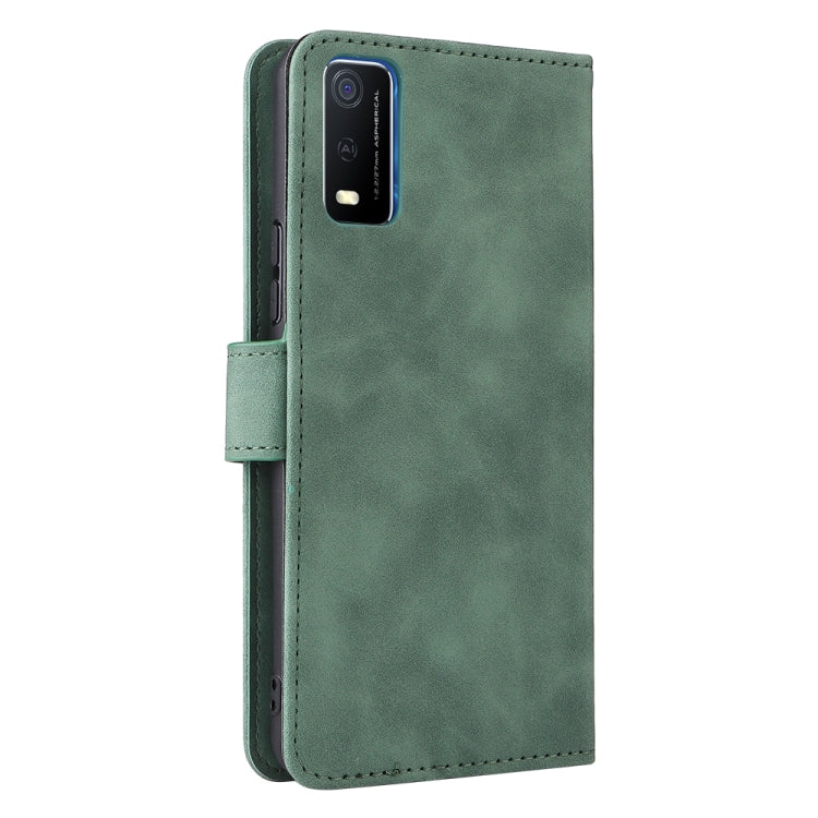 For vivo Y3s 2021 Solid Color Skin Feel Magnetic Buckle Leather Phone Case
