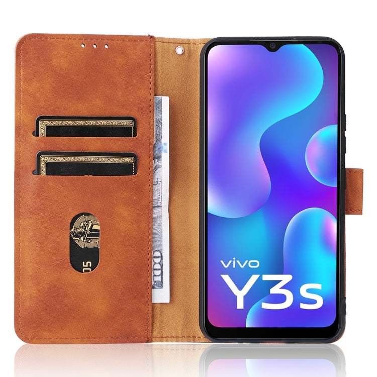 For vivo Y3s 2021 Solid Color Skin Feel Magnetic Buckle Leather Phone Case