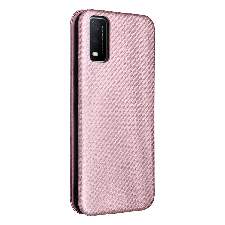 For vivo Y3s 2021 Carbon Fiber Texture Horizontal Flip Leather Phone Case
