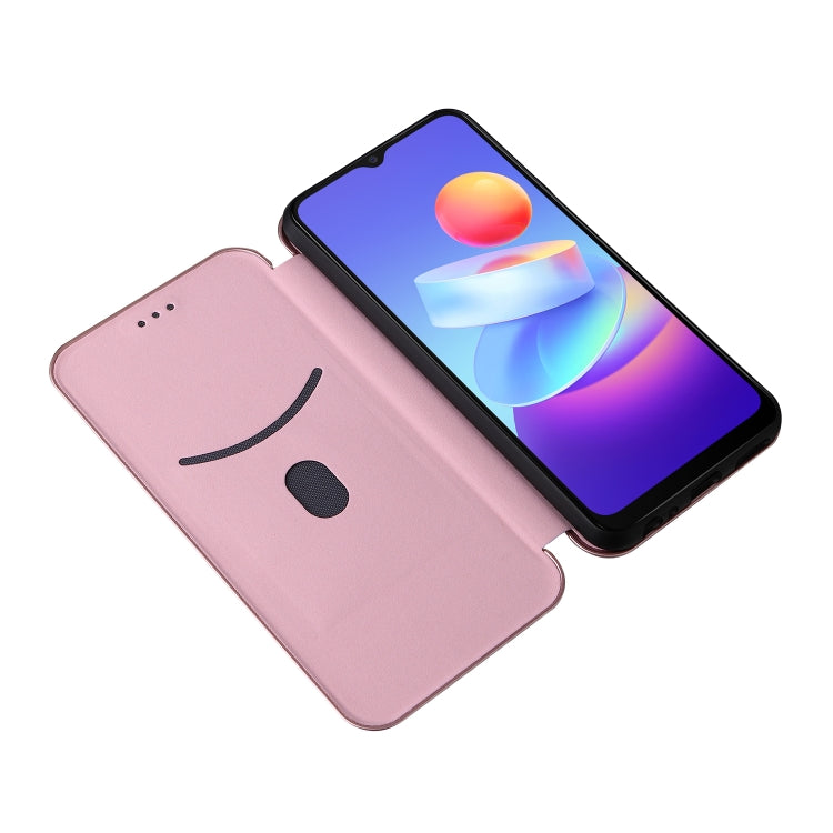 For vivo Y3s 2021 Carbon Fiber Texture Horizontal Flip Leather Phone Case