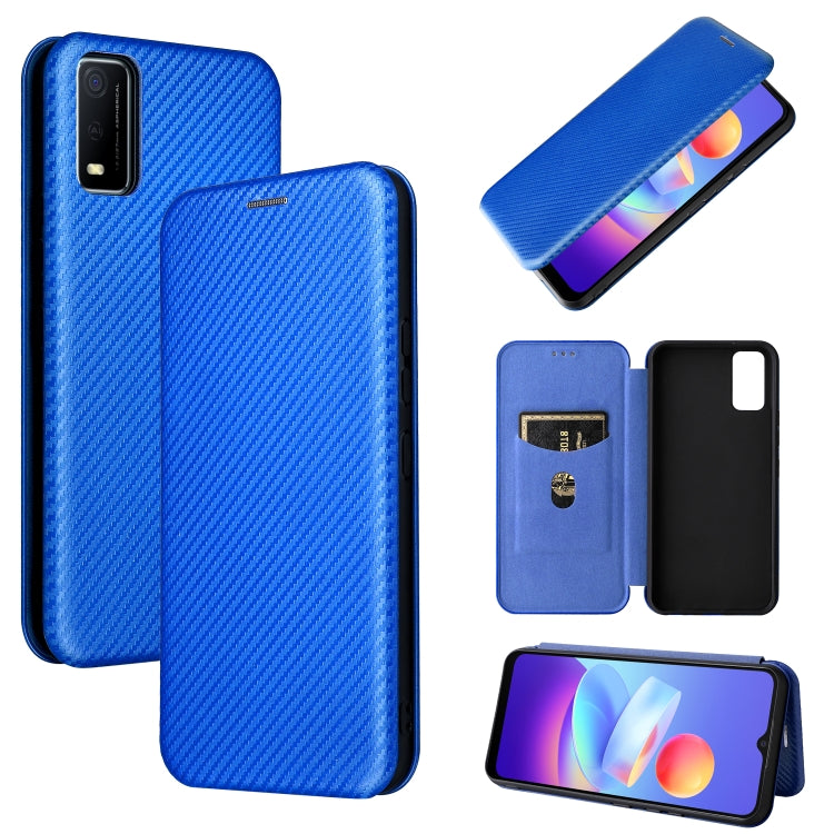 For vivo Y3s 2021 Carbon Fiber Texture Horizontal Flip Leather Phone Case