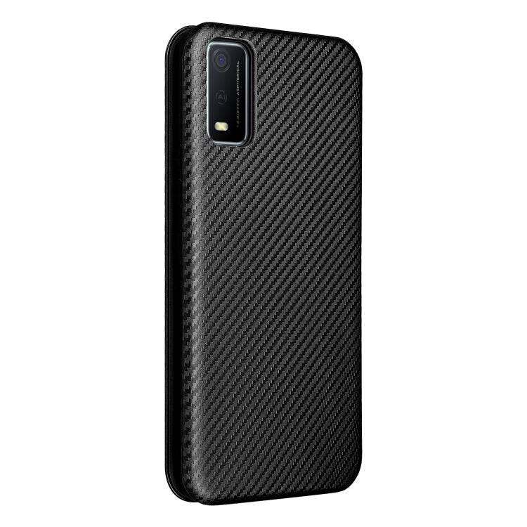 For vivo Y3s 2021 Carbon Fiber Texture Horizontal Flip Leather Phone Case