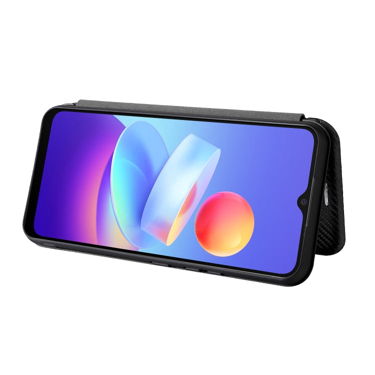 For vivo Y3s 2021 Carbon Fiber Texture Horizontal Flip Leather Phone Case