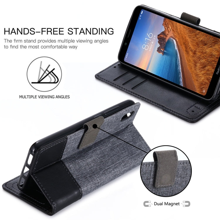 For Xiaomi Redmi 7A MUMXA MX102 Horizontal Flip Canvas Stitching Leather Case with Holder & Card Slots & Wallet