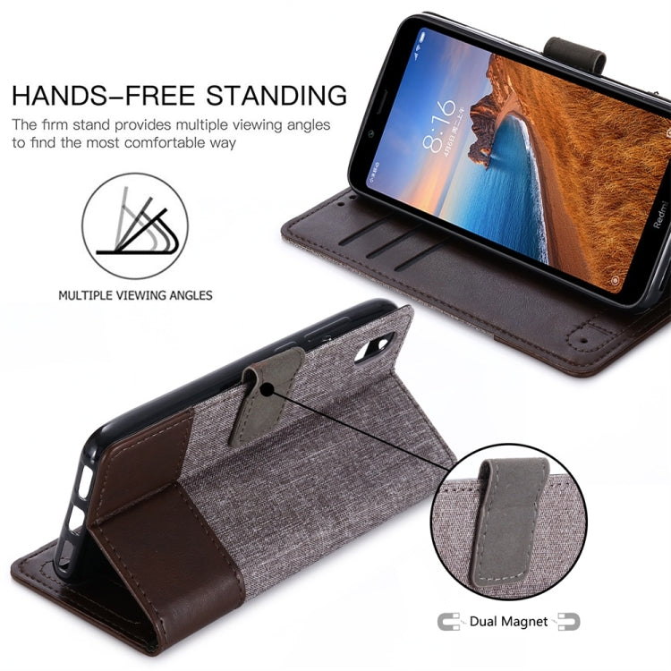 For Xiaomi Redmi 7A MUMXA MX102 Horizontal Flip Canvas Stitching Leather Case with Holder & Card Slots & Wallet