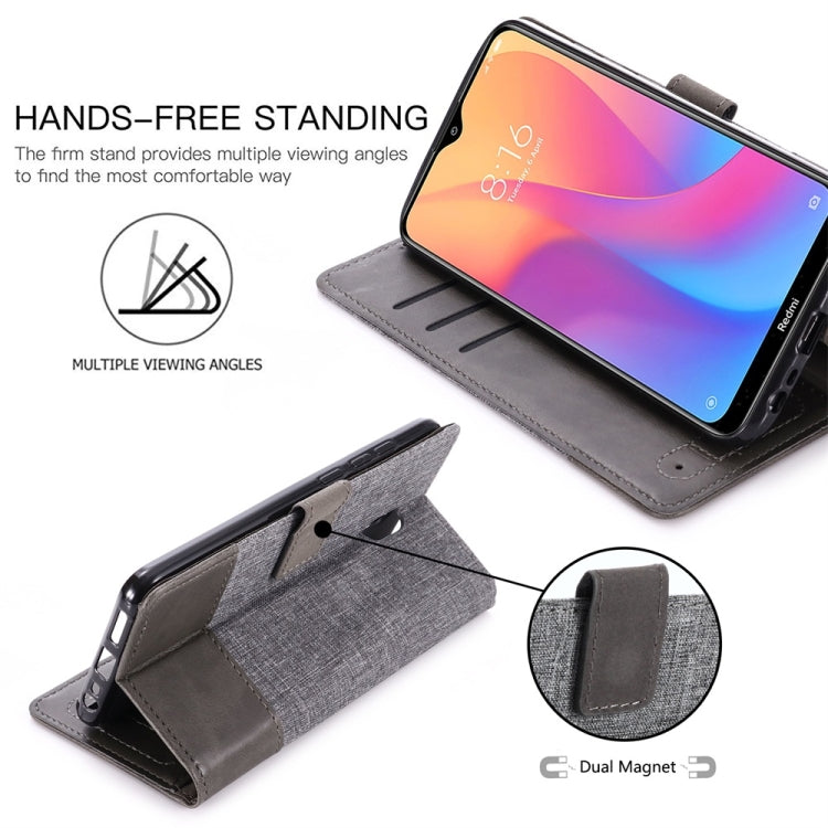 For Xiaomi Redmi 8A MUMXA MX102 Horizontal Flip Canvas Stitching Leather Case with Holder & Card Slots & Wallet