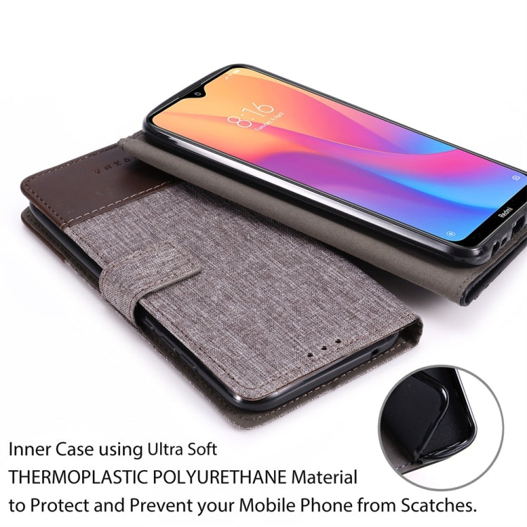 For Xiaomi Redmi 8A MUMXA MX102 Horizontal Flip Canvas Stitching Leather Case with Holder & Card Slots & Wallet