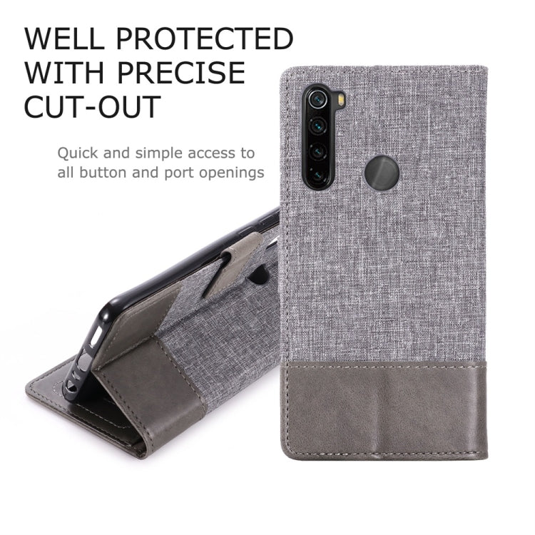 For Xiaomi Redmi Note 8 MUMXA MX102 Horizontal Flip Canvas Stitching Leather Case with Holder & Card Slots & Wallet(Grey)