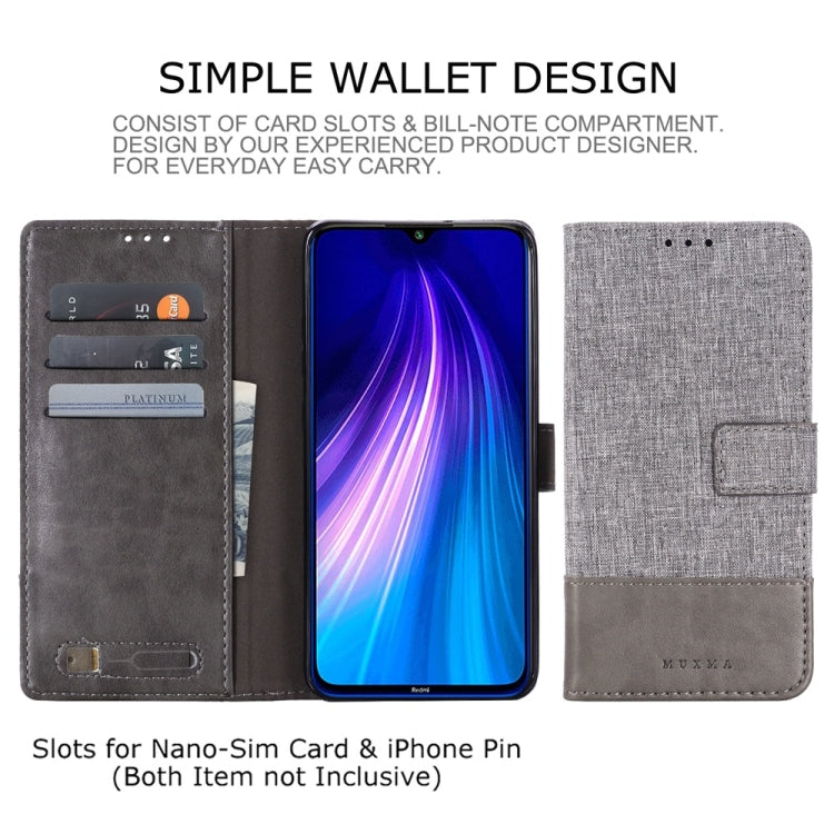 For Xiaomi Redmi Note 8 MUMXA MX102 Horizontal Flip Canvas Stitching Leather Case with Holder & Card Slots & Wallet(Grey)