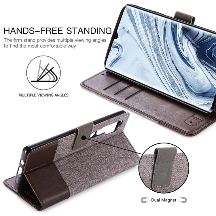 For Xiaomi Mi Note 10 MUMXA MX102 Horizontal Flip Canvas Stitching Leather Case with Holder & Card Slots & Wallet(Brown)