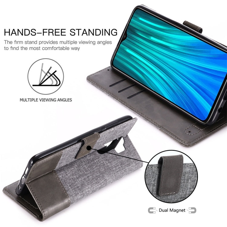 For Xiaomi Redmi Note 8 Pro MUMXA MX102 Horizontal Flip Canvas Stitching Leather Case with Holder & Card Slots & Wallet(Grey)