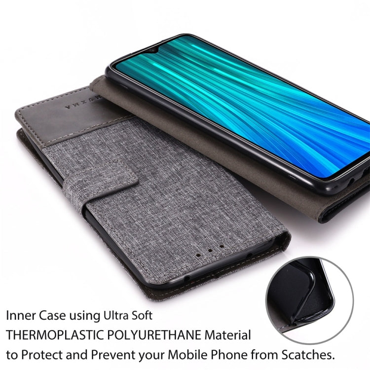 For Xiaomi Redmi Note 8 Pro MUMXA MX102 Horizontal Flip Canvas Stitching Leather Case with Holder & Card Slots & Wallet(Grey)