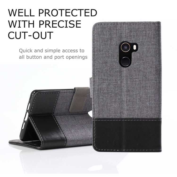 For Xiaomi Mi Mix 2 MUMXA MX102 Horizontal Flip Canvas Stitching Leather Case with Holder & Card Slots & Wallet(Black)